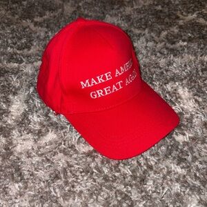 Red Cap with White Embroidery